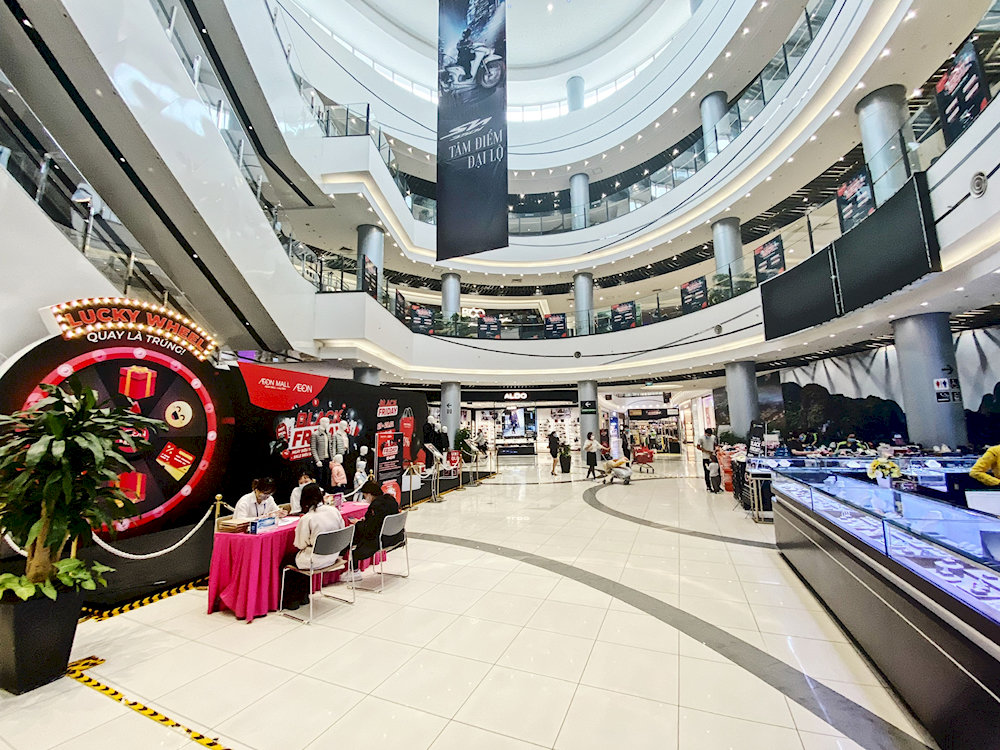 The stalls inside display a variety of products from fashion, cosmetics, household goods to food and electronics